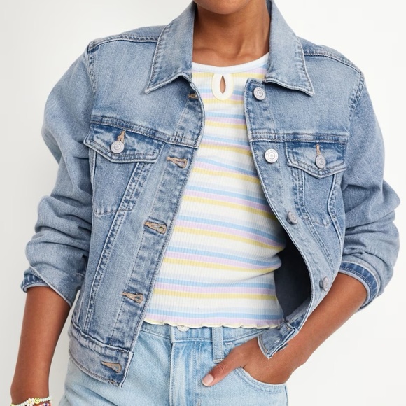 Old Navy Kids XL Denim Jacket Medium Wash Classic Button Front - Picture 1 of 10
